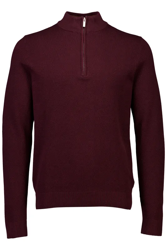 Halv Zip Cardigan - Dk Burgundy Mel