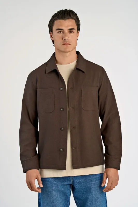 Superflex Brushed Overshirt - Brown Mel