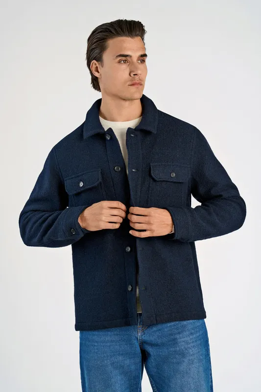 Overshirt i Ullblandning - Navy