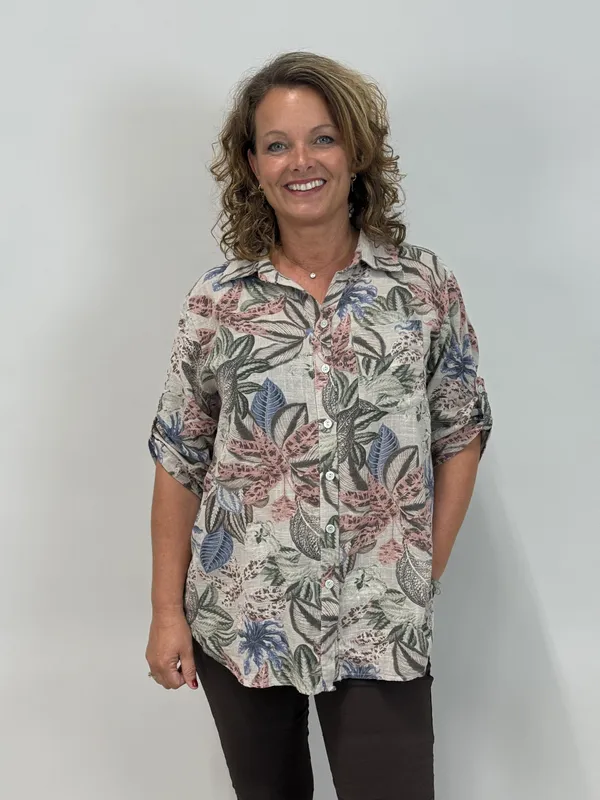 Kelly Blommig Blus - Beige