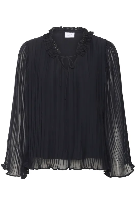 Blus Med Volangärm - Black