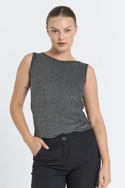 Topp Med Strasspärlor - Black W. Silver