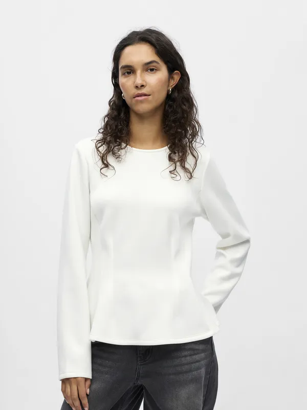 Dorina L/S Re Sculpture Top - White