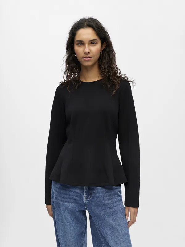 Dorina L/S Re Sculpture Top - Black