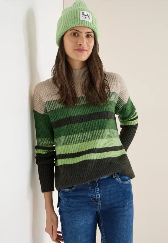 Tröja Mouliné Stripe Turtle - Raw Khaki                     