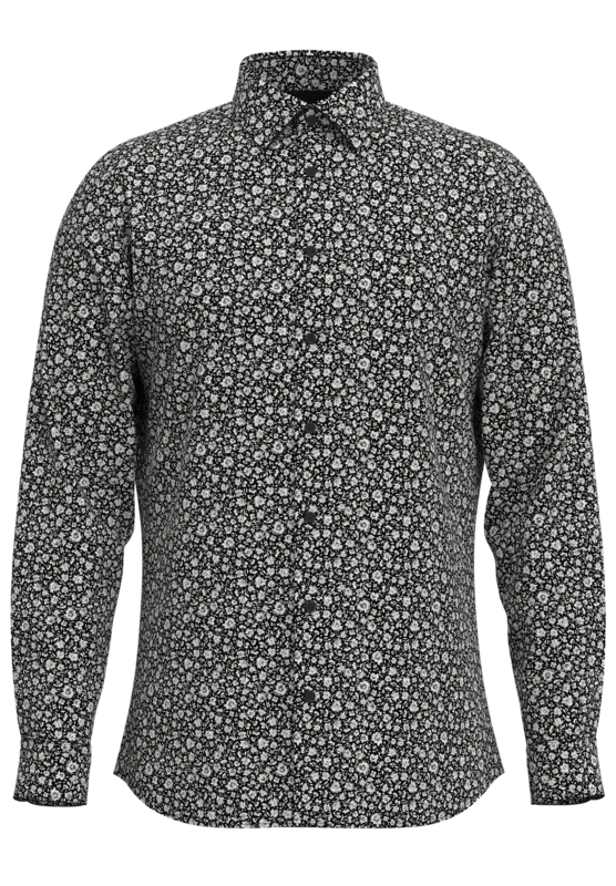 Långärmad Skjorta Slim Fit - Black Egret Flower