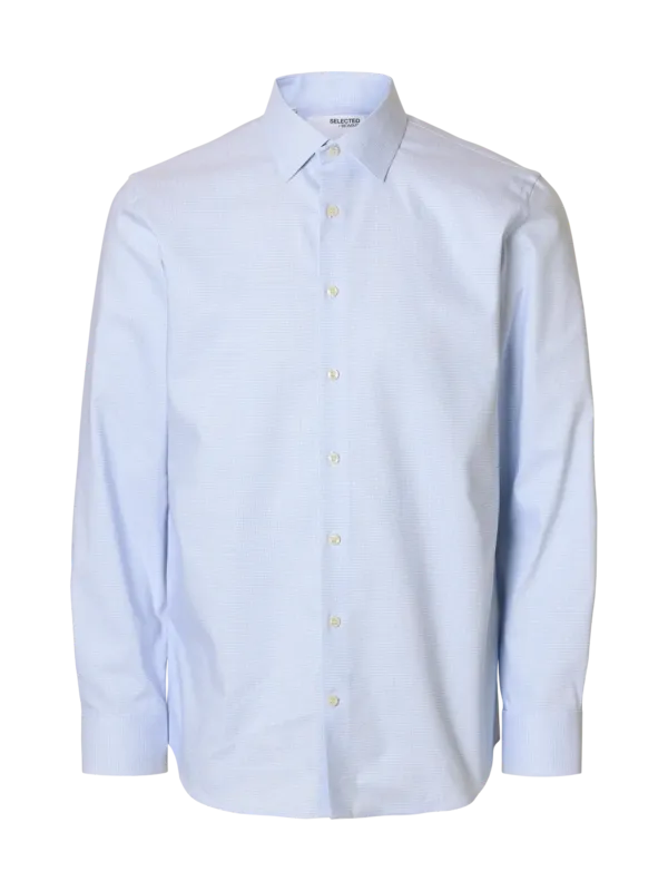 Långärmad Skjorta - Bright White Dobby - Navy