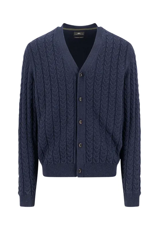 Kabelstickad Cardigan - Navy
