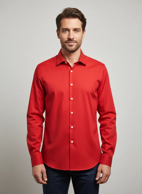 Långärmad Skjorta - Dk Red