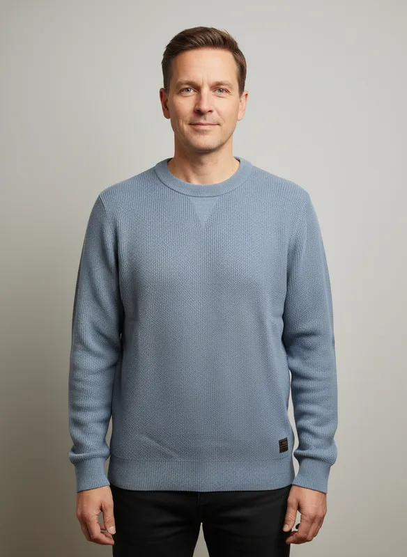 Strukturmönstrad Tröja - Calm Blue Melange