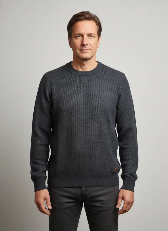 Strukturmönstrad Tröja - Deep Marine Melange