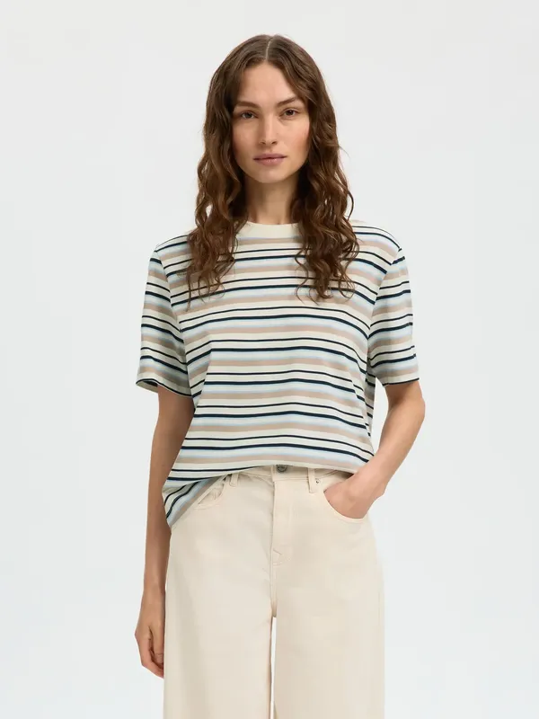 Boxy T-shirt Essential Stripe - Cashmere Blue Multi Stripes