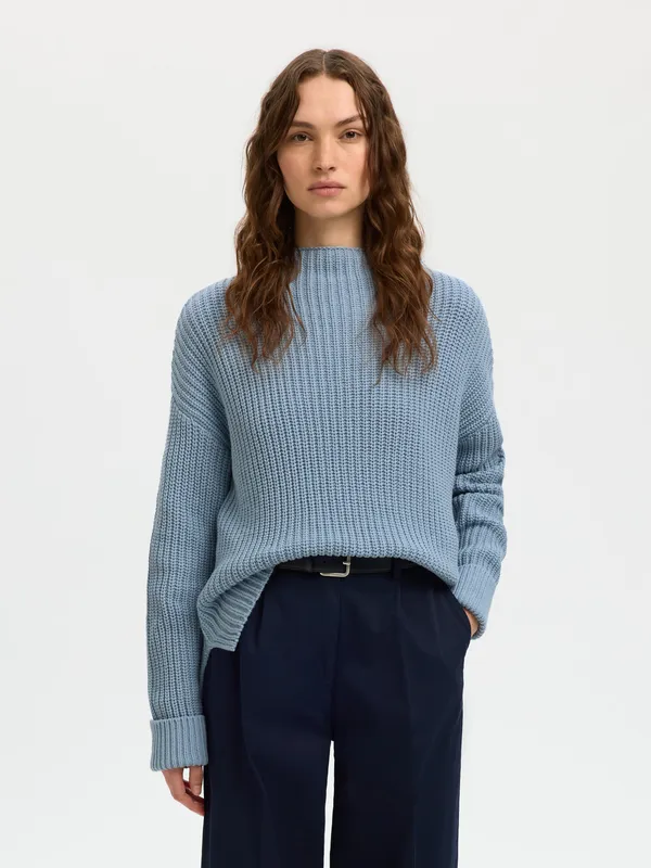 Selma Sus Ls Knit  - Dusty Blue