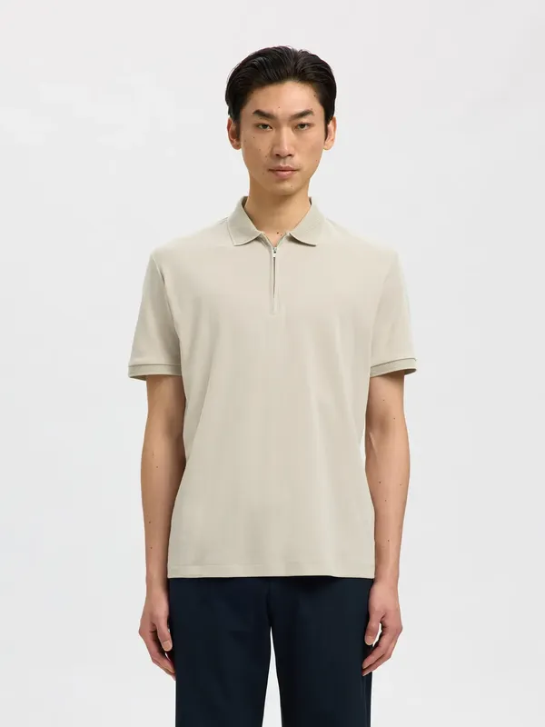 Piketröja Fave Zip Polo - Oatmeal
