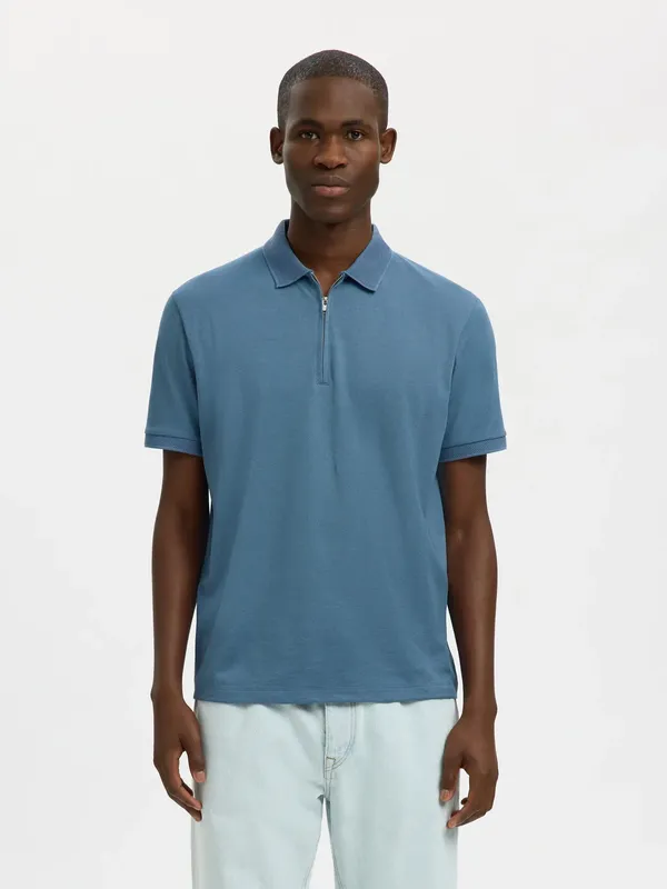 Piketröja Fave Zip Polo - Blue Mirage
