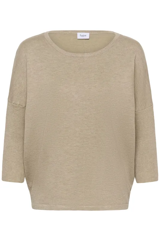 Milasz R-neck Pullover - Greige Melange