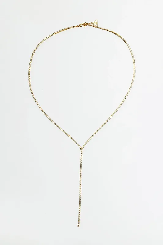 Necklace Strass Long - Gold Clear