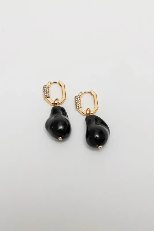 Pearl Square Earring - Black