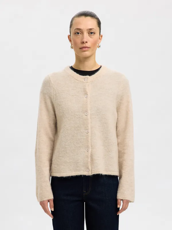 Lulu New Ls Knit Cardigan - Birch Melange