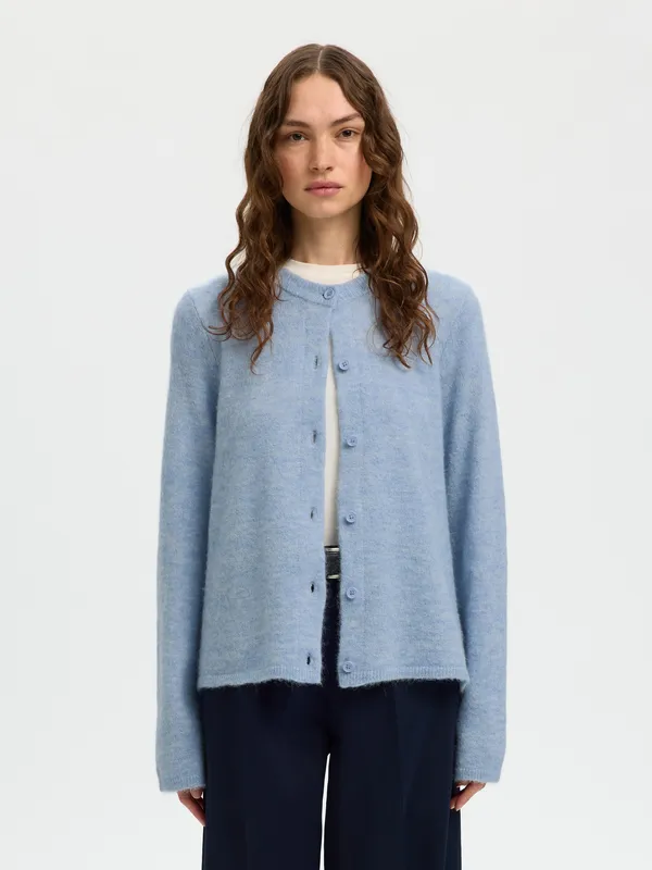 Lulu New Ls Knit Cardigan - Cashmere Blue Melange