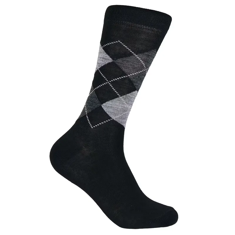 Ullstrumpor Rutmönstrad - Black