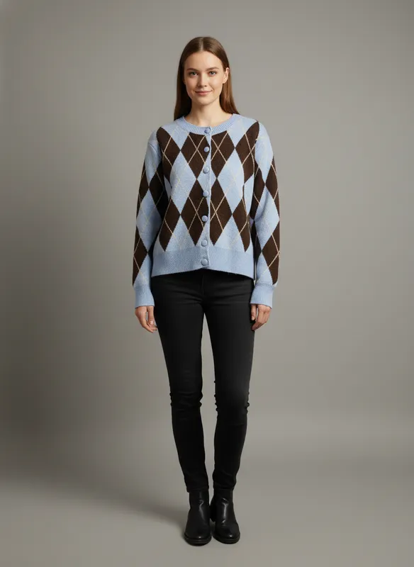 Argylemönstrad Kofta - Blue / Coffe