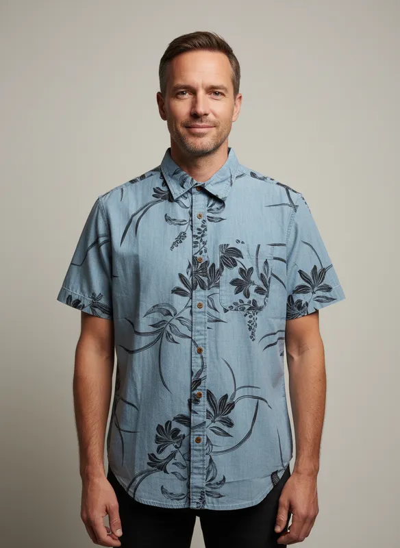 Vintage Loom Shirt - Mid Wash Blue Hawaiian