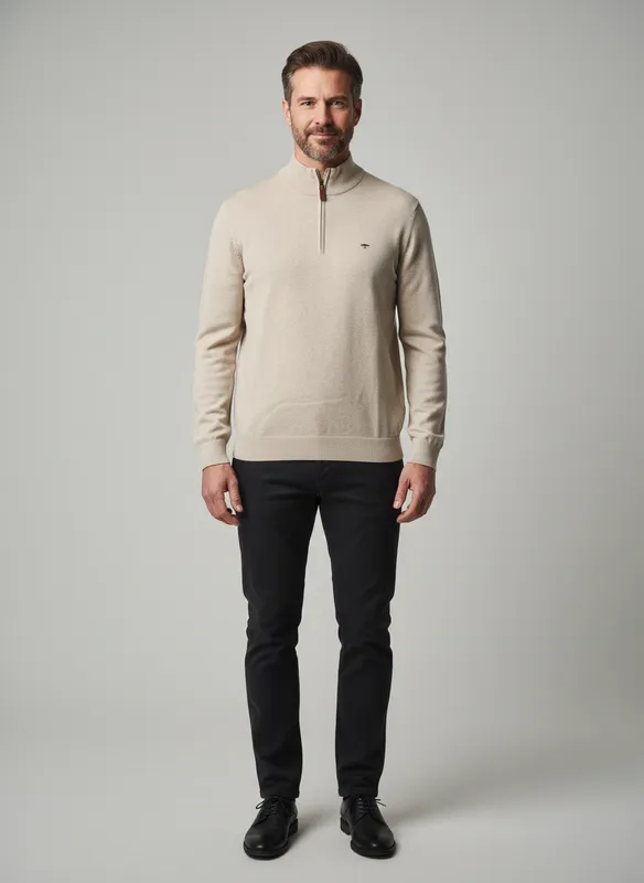 Stickad Tröja Halfzip - Off White