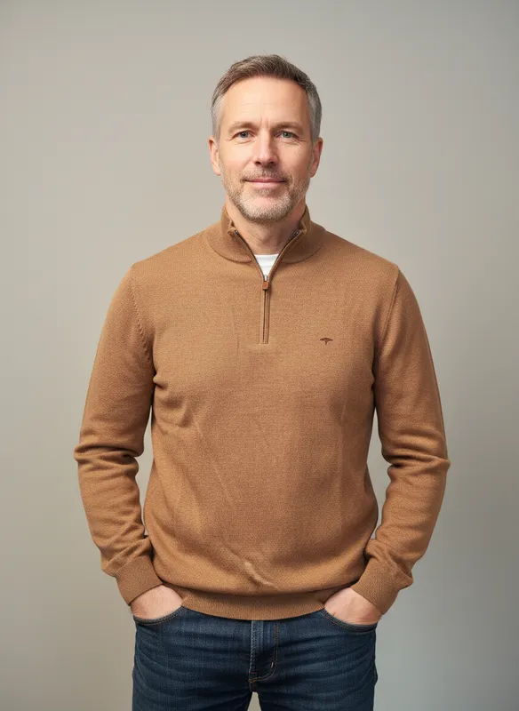 Stickad Tröja Halfzip - affogato