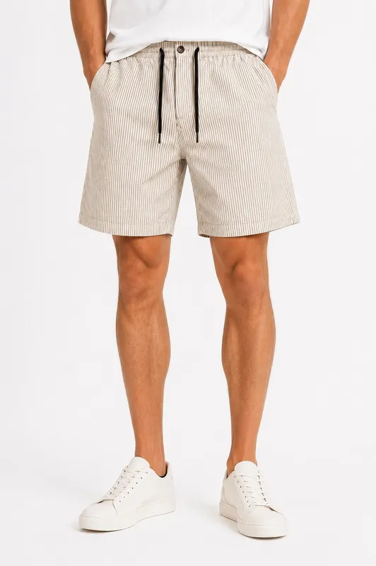 Oxford Drawstring Shorts - Sand Stripe