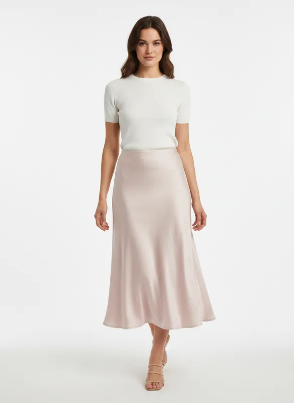 Mingel More Satin Skirt -  Beige 