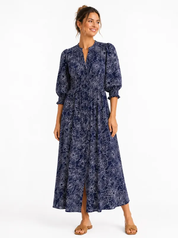 Dress seersucker -  Navy/White 