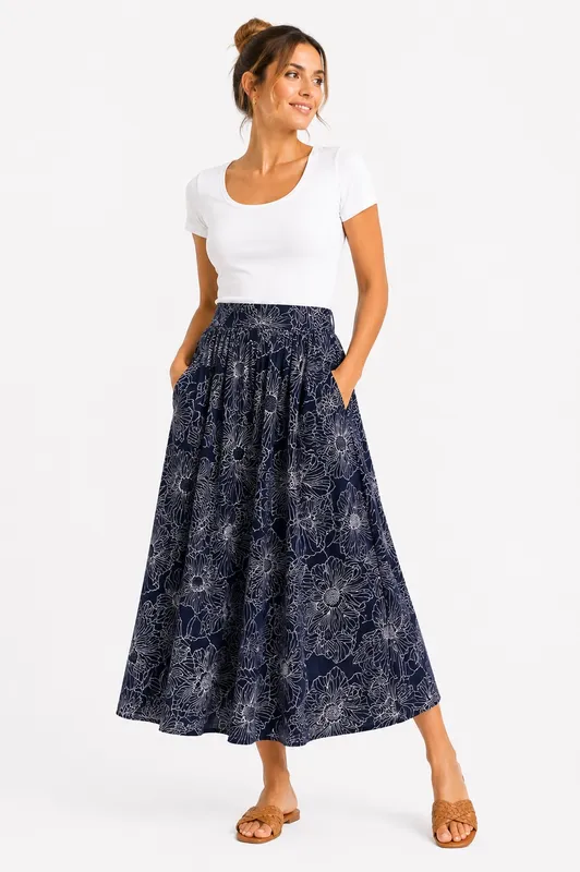 Skirt Seersucker -  Navy 