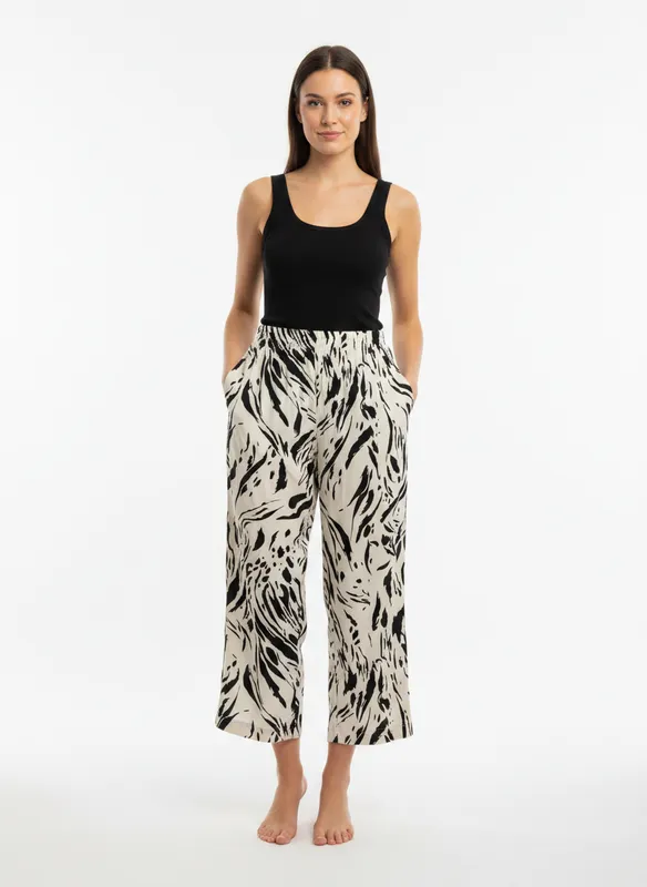 Mönstrade culottebyxor -  Black/Creme 
