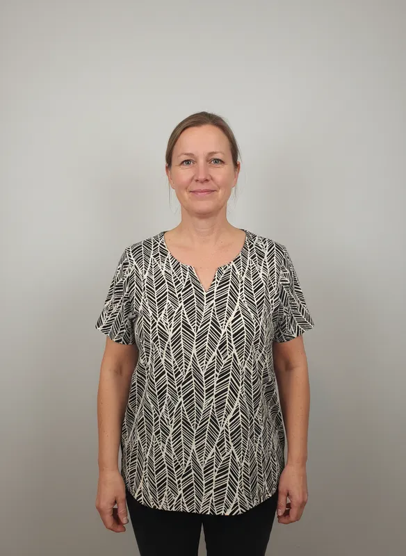 Mönstrad Blus -  Black/Creme 