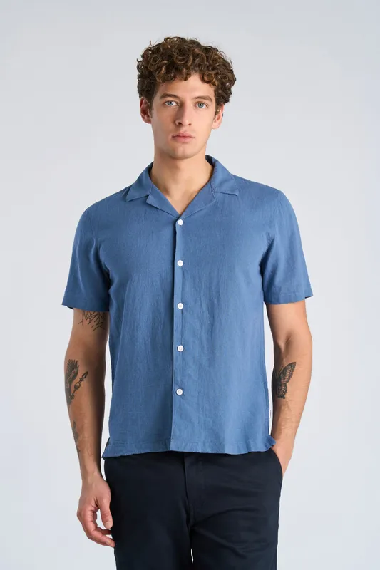 Linen Blend Skjorta - Dusty Stone