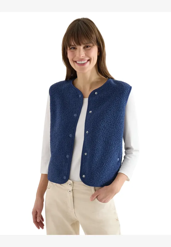 Väst Curly Fake Wool - Sporty Denim Blue             