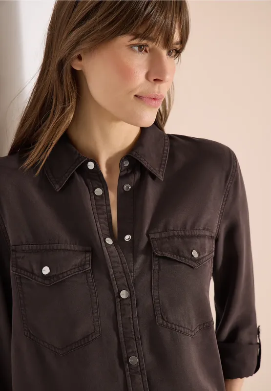 Lyocell Color Blouse - Macchiato Brown               