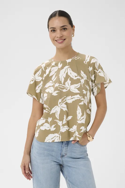 Topp Marlo Blouse - Oak Chalk Leaves