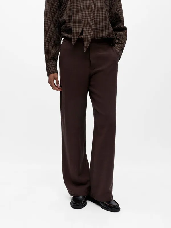 Objsanne Aline Wide Pants - Seal Brown