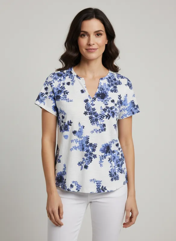 Part Two Top - Blue Shadow Flower