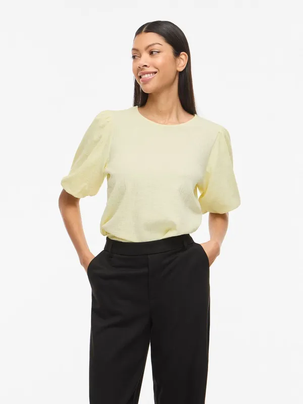 Vimalora O-Neck Top - Pastel Yellow