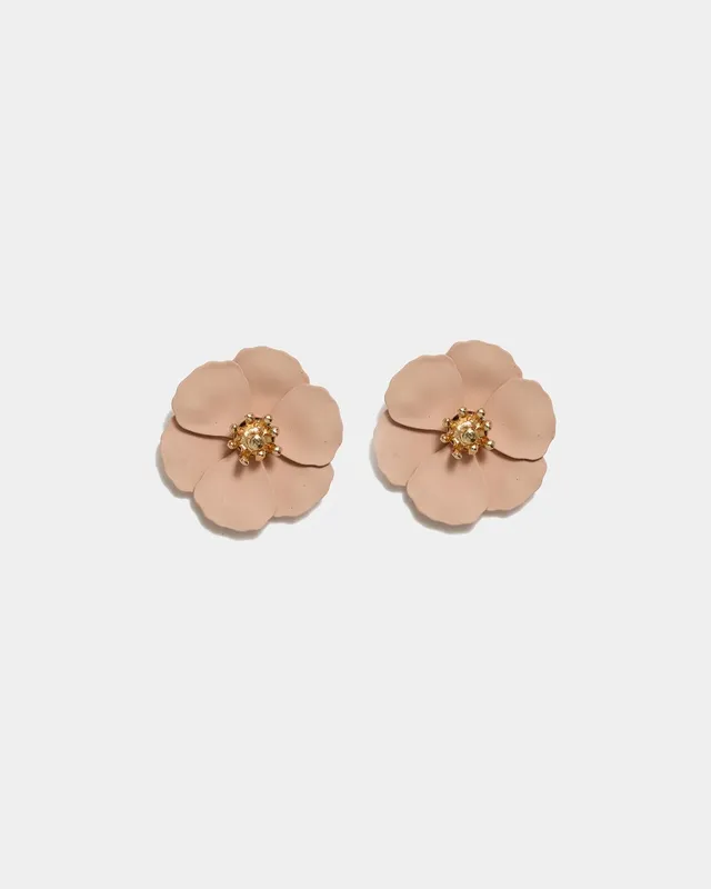 Flower Small Earrings - Nude Pink