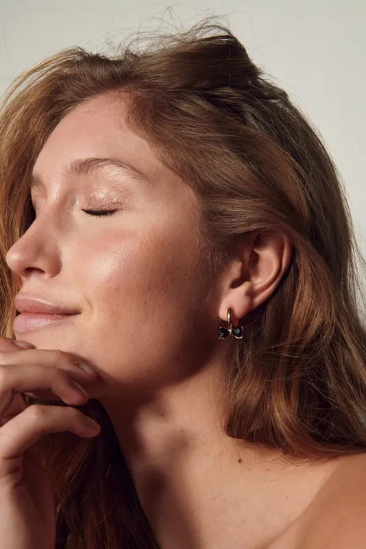 Bow Earrings - Gold W Black