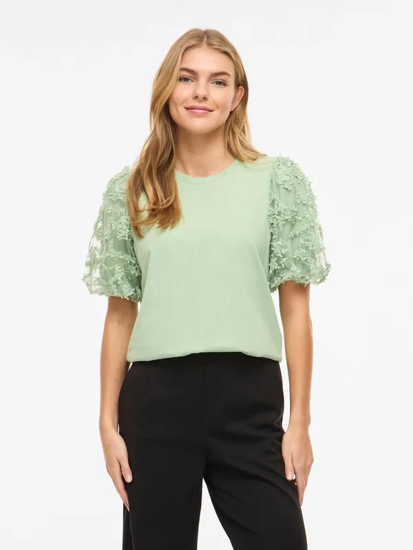 VILA Vionesca O-Neck  - Smoke Green