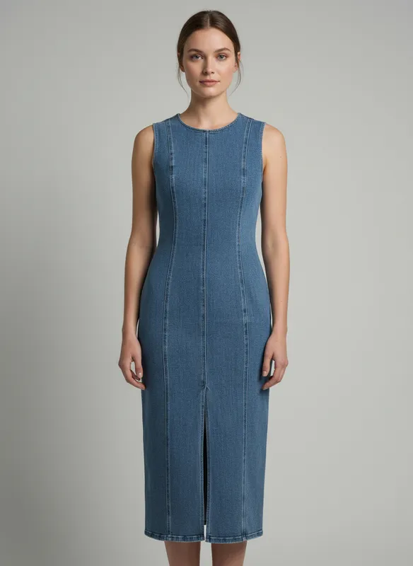 Viwinona Long Denim Dress - Light Blue Denim