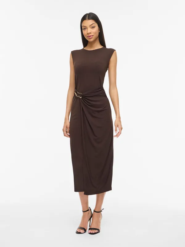 Vijustine o-neck midi dress - Slate Black