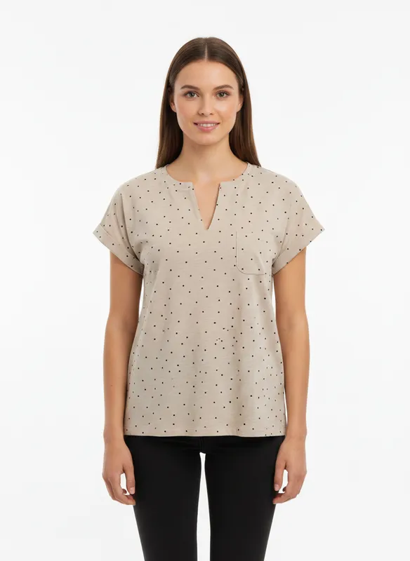 Fqviva T-Shirt - Moonbeam W. Navy Blazer