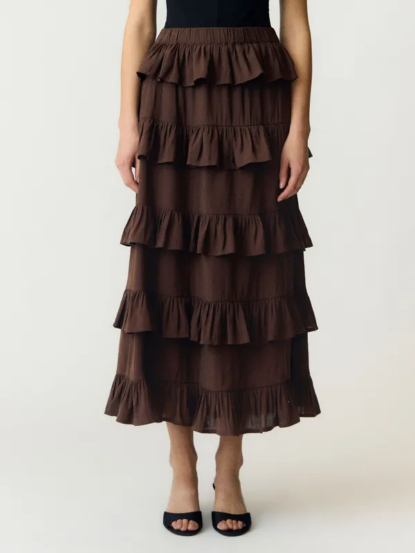 Wilma Ankle Skirt - Coffee Bean