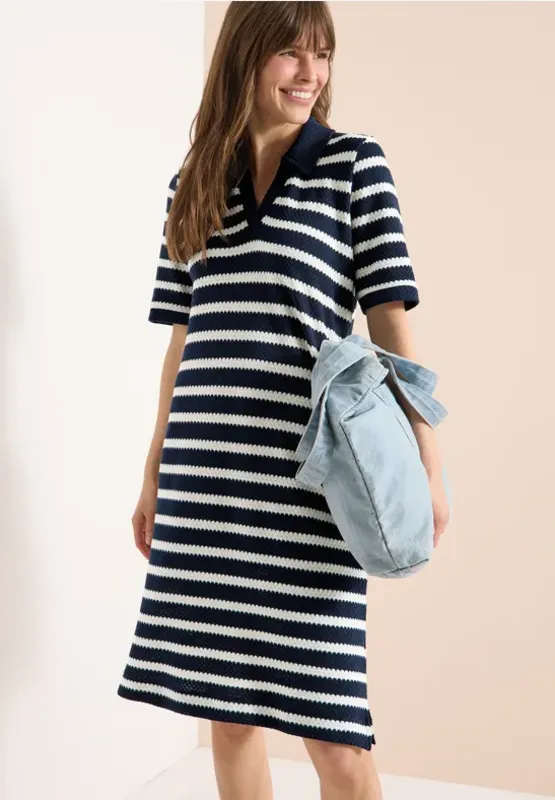Summer Ajour Stripe Dress - Universal Blue                